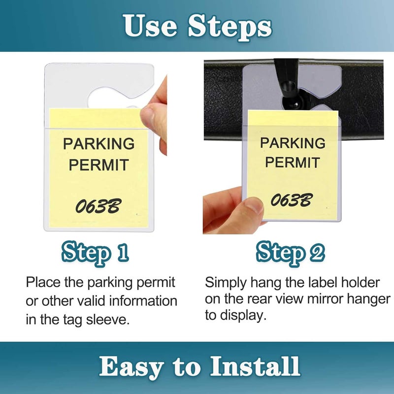 PUSNMI Clear Parking Permit Holder, Car Vertical Parking Lot Pass Rear View Mirror Hanger Vehicle Parking Pass Hang Tag Holder for Car Passes, Permits - 5PCS+1PCS Hang Tag - Image 5